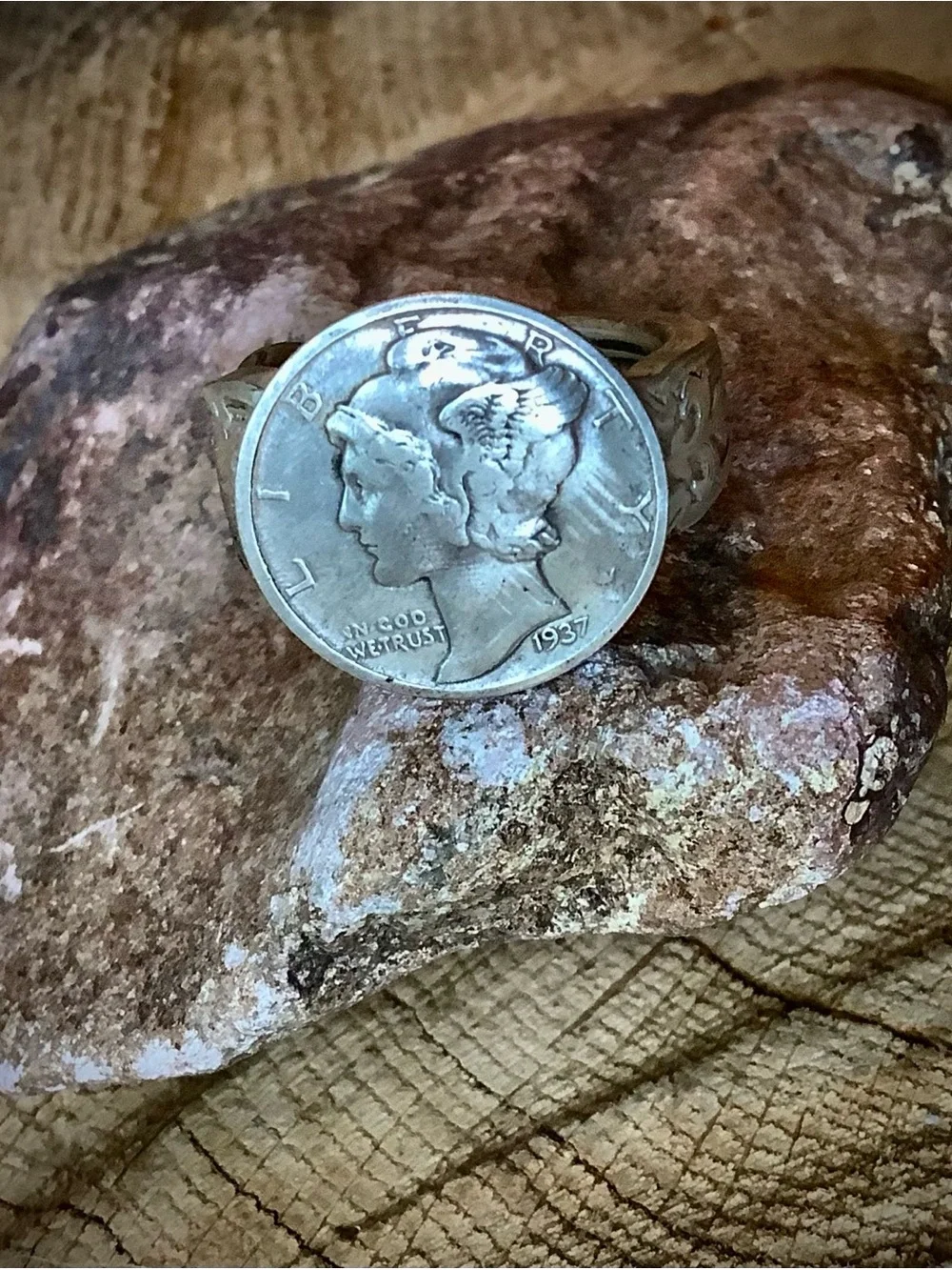 Mercury dime ring, size 7